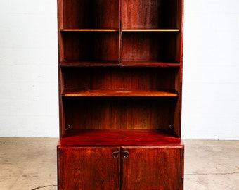 Mid Century Danish Modern Bookshelf Cabinet Brazilian Rosewood Doors Omann Jun 1