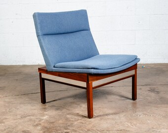 Mid Century Modern Lounge Chair aus Massivem Nussbaum Messing Arthur Umanoff für Madison NM