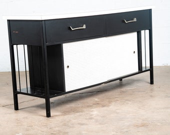 Mid Century Modern Credenza Cabinet Vista Of California Metal White Black Drawer