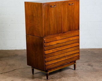 Mid Century Modern Highboy Dresser American Martinsville Dania 3 Drawer Cabinet