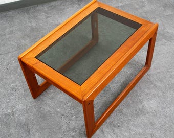 Mid Century Danish Modern End Table Teak Glass Side Nightstands Komfort Mcm