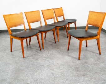 Mid Century Modern Esszimmerstühle Set 5 Rattan Vintage Mcm