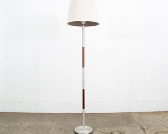 Mid Century Danish Modern Floor Lamp Light Round Tall Rosewood Vintage Shade Mcm