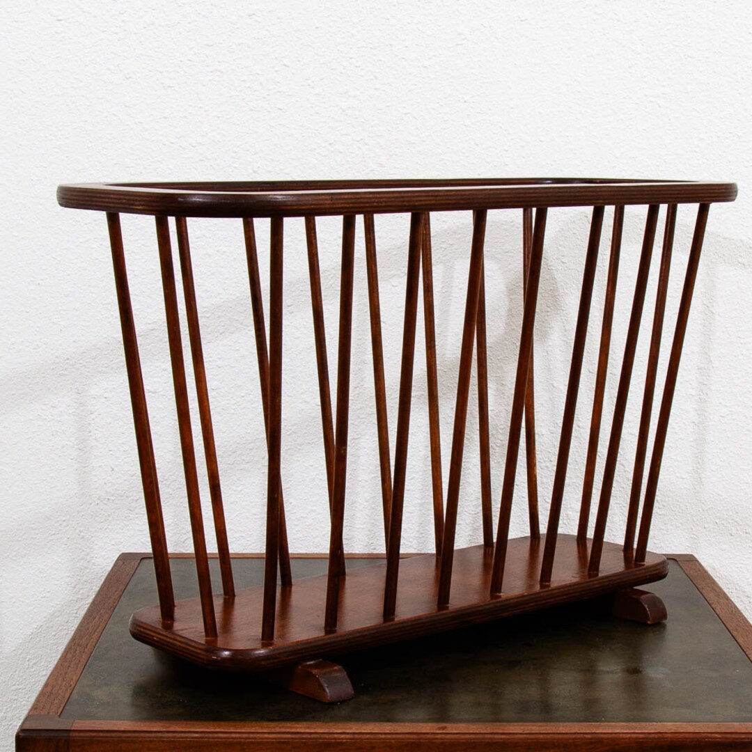 Mid Century Modern Vintage Magazine Rack Spindle Solid Walnut Wood ...