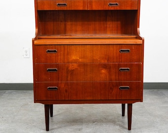 Mid Century Danish Modern Sekretär Teak mit Schubladen Büro Vintage VG