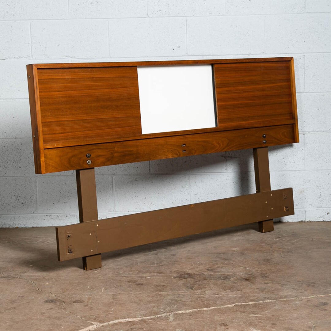 Mid Century Modern Headboard Bed Frame Walnut Reversible Full Brown ...