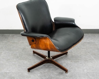Mid Century Modern Lounge Chair Plycraft Mr Chair Black Swivel George Mulhauser