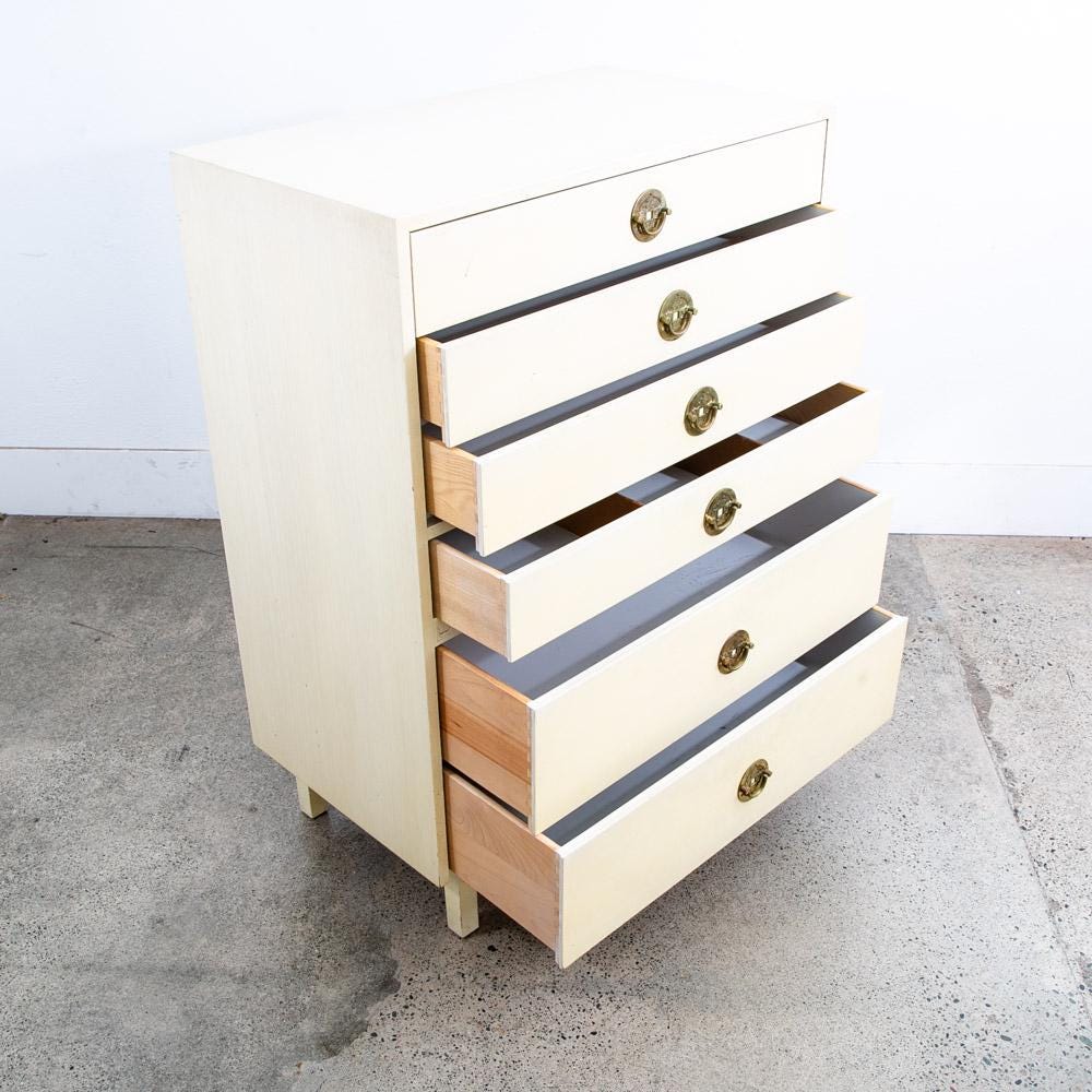 Mid Century Modern Dresser Highboy 6 Drawer White American Kalpe Trim Vintage - Etsy Mid Century Modern Dresser Highboy 6 Drawer White American Kalpe Trim Vintage - Etsy