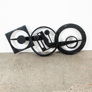 Mid Century Modern Metal Wall Sculpture Abstract Original Denmark Heavy Iron Mcm