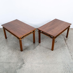 Mid Century Modern End Tables Side Custom Rectangular Walnut Nightstands Vintage
