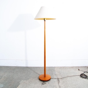 Mid Century Modern Floor Lamp Shade Solid Oak Pleated Shade Danish Vintage Round