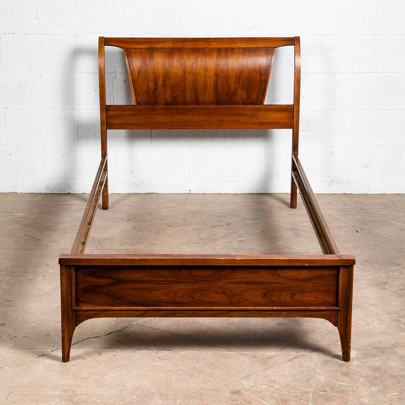 Mid Century Modern Bed Frame Twin Size Broyhill Drexel Walnut Etsy