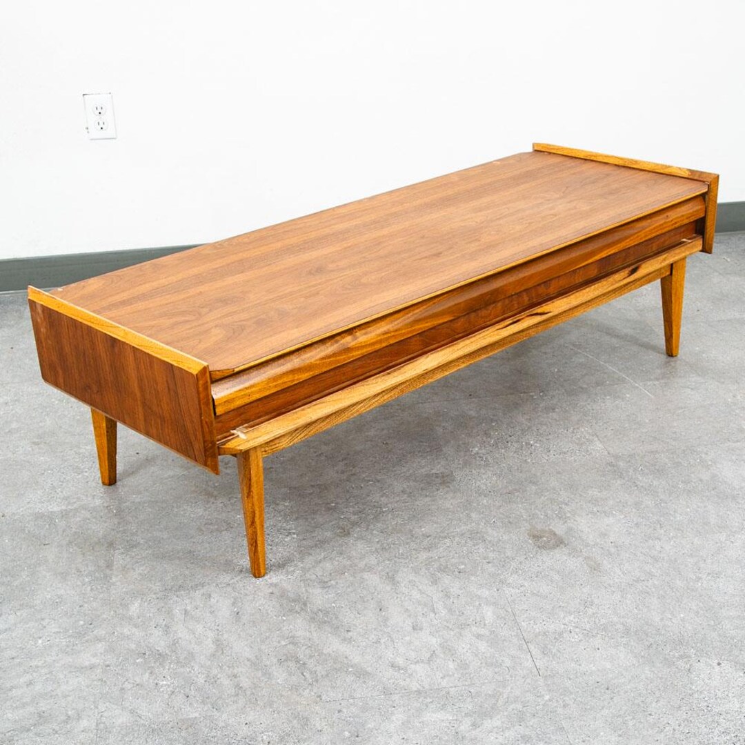 Mid Century Modern Coffee Table Lane First Edition Storage Drawer ...