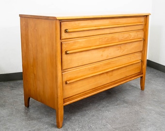 Mid Century Danish Modern Chest Drawers Dresser Solid Wood Blonde 3 Drawers