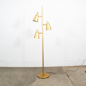Mid Century Modern Floor Lamp Metal Brass Adjustable 3 Light American Vintage