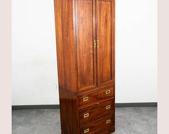 Mid Century Modern Armoire Kompaktes Kabinett Ethan Allen Kampagne Cherry Messing Mcm