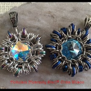 Chainmail / Chainmaille / Chain Maille Tutorial PDF:  Hokulani [Heavenly Star]© Pendant Unit-- Instructions ONLY