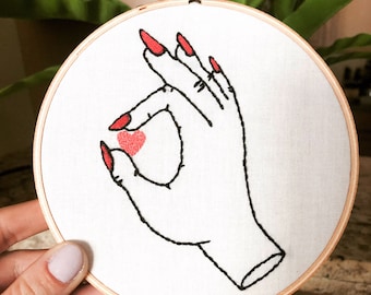 Heart and Nails - Embroidery Hoop