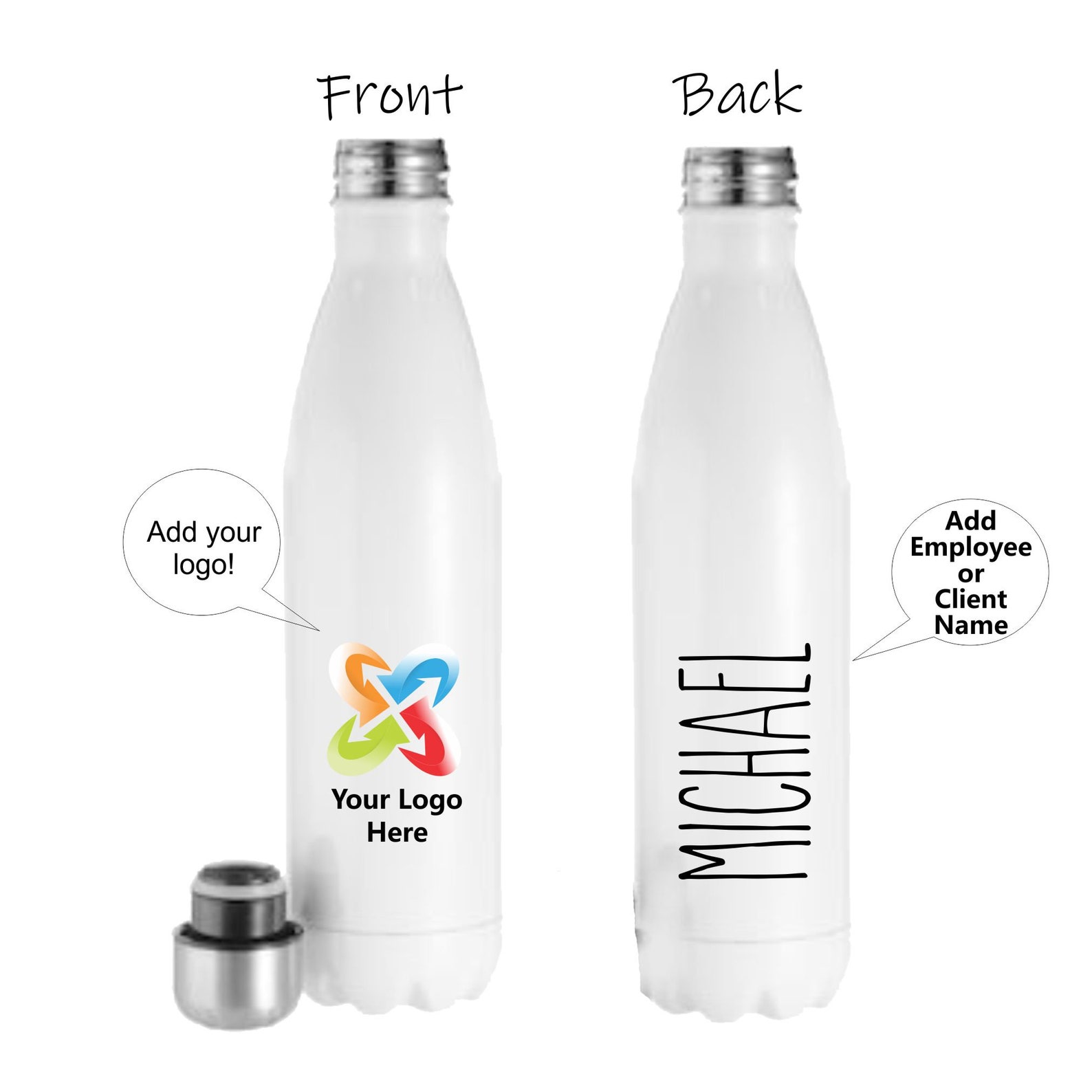 Custom Water Bottle Your Logo Personalized Water Bottle Custom Etsy