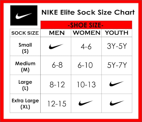 mens nike socks size guide