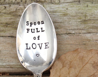 Hand Stamped Vintage Silver Plated Spoon - Spoon Full of Love