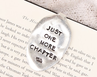 Just One More Chapter Bookmark - Handstamped Spoon - Book Lover Bookworm Book Mark - Gifts for her - Hand Stamped Custom - Stocking stuffer