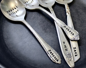 Custom Cereal Killer Spoon - Name Initials - Handstamped - Gifts for Him Her Boyfriend Christmas Mom Dad Son Husband Stocking Stuffer Xmas