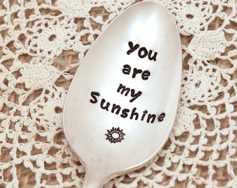 Eres mi cuchara de sol - Cuchara estampada a mano - Café, té, revolver helado - Cubiertos de plata vintage - Regalos para ella, él y los más pequeños