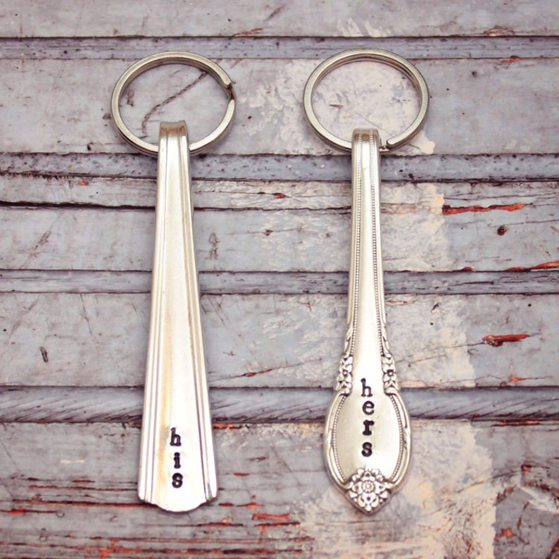 His and Hers Handle Key Chain Set Vintage Silver Plated Etsy