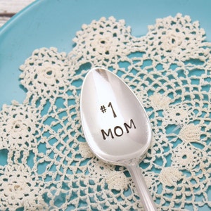 Moeder lepel-koffie roer stok-Vintage zilveren vergulde zilverwerk-hand gestempeld-Mothers Day gift-kous Stuffer-giften voor haar