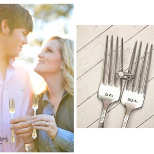 Doctor Who and Companion Wedding Fork Set Custom Date Handstamped Cake Dessert Dinner Vintage Silver Flatware Dr. Who Fan Gift Boxed image 3