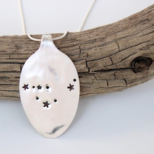 Capricorn Necklace - Zodiac Horoscope Constellation - Silver Spoon Pendant - Vintage Jewelry - Birthday Gift for Her Mom Sister -Astrology