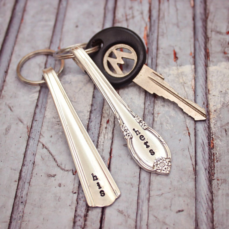 His and Hers Handle Key Chain Set Vintage Silver Plated Etsy