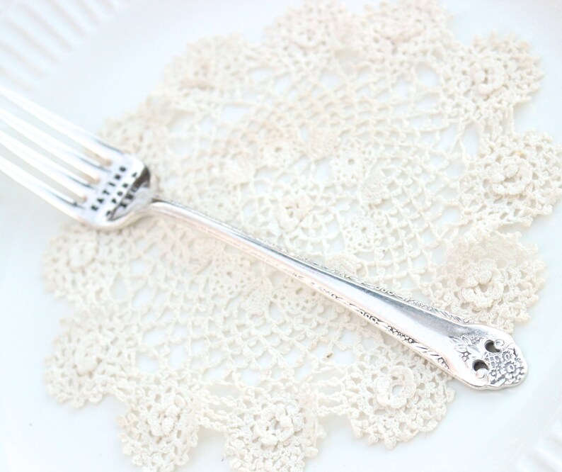 Pregnancy Gift Eating for Two Fork Vintage Silver Plated Mothers Day Gift Handstamped Message Dessert Cake Dinner Spoon New Mom