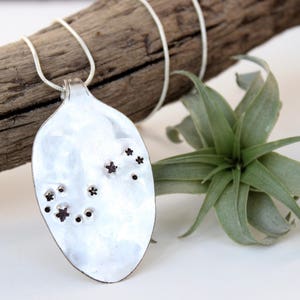 Scorpio Necklace - Zodiac Horoscope Constellation - Silver Spoon Pendant - Vintage Jewelry - Birthday Gift for Her Mom Sister - Astrology