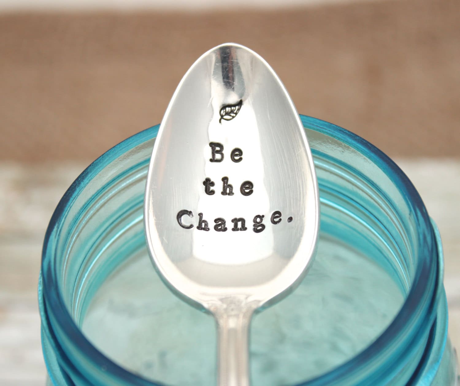 Cuillère Estampillée à La Main - Soyez Le Changement Que Vous Voulez Voir Dans Monde Crème Glacée Au