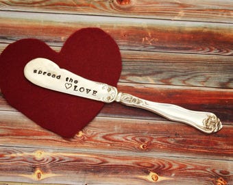 Spread the Love Spreader - Butter Cheese Peanut Butter Nutella Jelly Jam Knife Vintage Silverplated Silverware Handstamped Charcuterie Board
