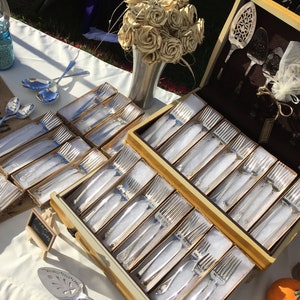 I do Me Too Forever and a Day Wedding Fork Set Cake Dinner Hand Stamped Vintage Silver Plated Flatware mr mrs image 6