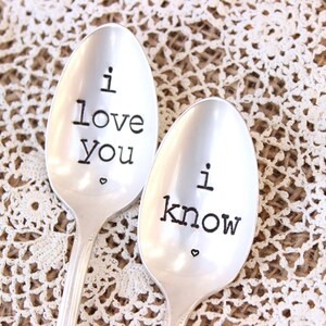 Star Wars Fan Spoons Set I love you I Know Romantic Gift Hand Stamped Coffee Soup Ice Cream Mr. and mrs. Han Solo Leia Couple image 2