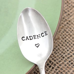Handstamped Spoon Name - Coffee Cereal Tea Ice Cream - Personalized - Vintage Silver Plated  - Stocking stuffer - Gifts for her him