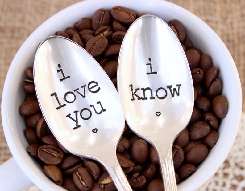 Star Wars Fan Spoons Set I love you I Know Romantic Gift Hand Stamped Coffee Soup Ice Cream Mr. and mrs. Han Solo Leia Couple image 1