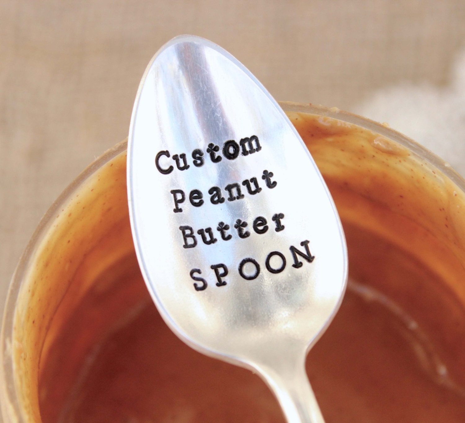 Custom Peanut Butter Spoon - Hand Stamped Handstamped - PB LOVER -Per…