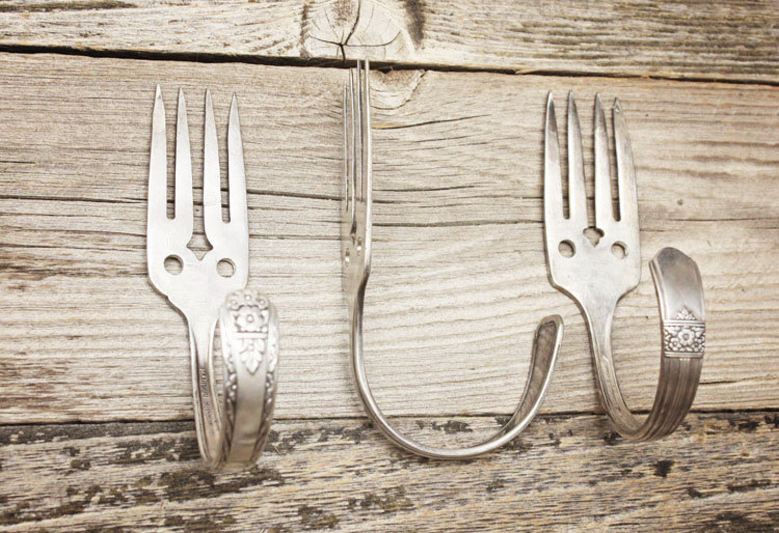 Fork Wall Hooks Hook Upcycled Set of 3 Three Vintage Fork Etsy