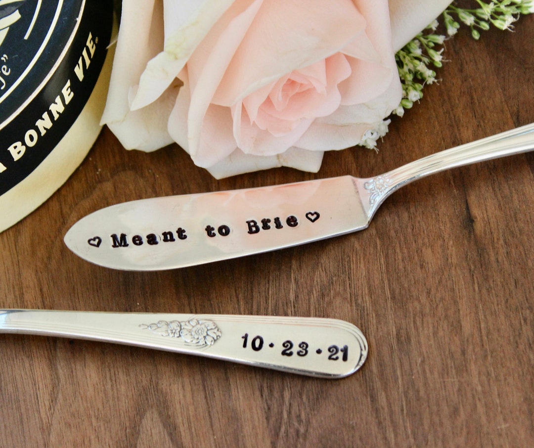 Meant to Brie Spreader Wedding Custom Date Keepsake Butter Cheese Knife