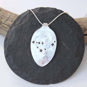 Zodiac Necklace - Capricorn Horoscope Constellation - Silver Spoon Pendant - Vintage Jewelry - Birthday Gift for Her Mom Sister -Astrology