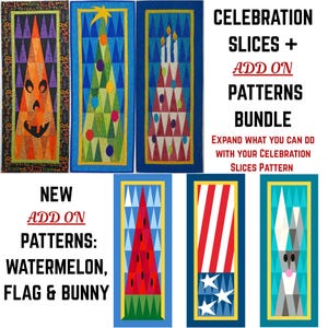 Celebration Slices PDF Pattern Bundle Download PLUS 3 Add Ons: Bunny, Flag, Watermelon