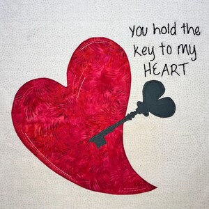 Key to My Heart Applique Quilt Block PDF Pattern Download