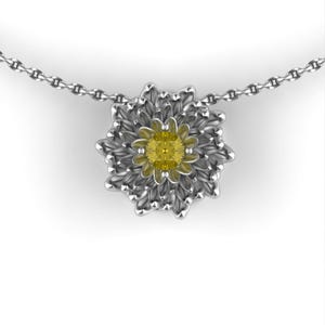 November Necklace, Chrysanthemum Birth Flower Necklace, Citrine Birth Stone Necklace, Mothers Necklace