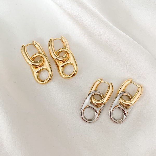 Gold Oval Tube Huggie Hoops with Removable Soda Pop Tab Charms | Silver or Gold Filled