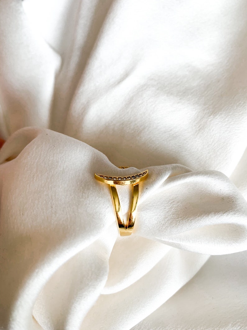 Gold Adjustable Star and Moon Ring Stacking Celestial Ring One Size Fits Most